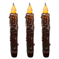 CVHOMEDECO. Real Wax Hand Dipped Battery Operated LED Timer Taper Candles Country Primitive Flameless Lights Décor, 6-3/4 Inch, Brown, 3 PCS in a Package - color: Brown 3 Pcs