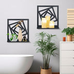 2Pcs Black Metal Wall Art Decor Farmhouse Black Candle Holder Minimalist Wall Art Retro Bathroom Decor Farmhouse Decoration for Bathroom Living Room Bedroom (Modern)
