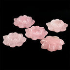 Justinstones Carved Rose Quartz Gemstone Lotus Flower Crystal Ball Stand - color: Flower