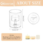 Glasseam Glass Tealight Candle Holder: Small Hurricane Cylinder Votive Holder Set of 6 Modern Table Centerpiece Wedding Christmas Party Decorations, 3.15