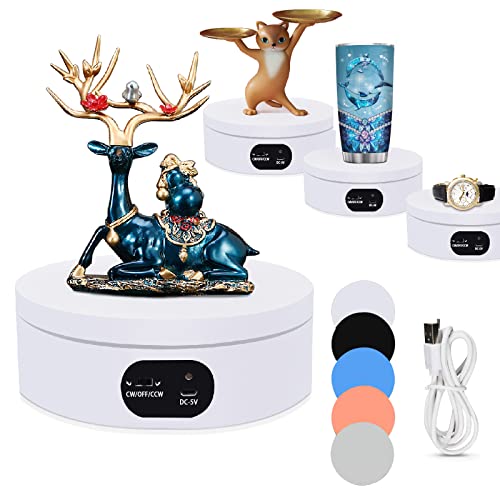 YVV Electric Rotating Display Stand 360°Automatic Mute Photography Rotating Turntable Stand,Cup Display Turner Stand, Rotating Base for Glitter Tumblers Making Supplies Spinner, Record Video 16CM - size: 6.29 * 1.96 inch
