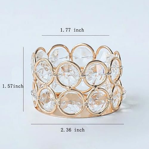 Crystal Tea Light Candle Holders，Gold Candlestick Holders for Home Decor Wedding Party Table Decoration Housewarming Gift (6 pcs)