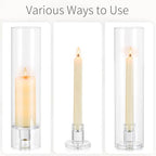 Glass Hurricane Candle Holder: 11.8" Tall Candlestick Holder Bulk with Cylinder Windproof Cover Set of 10 Clear Taper Candle Holders for Wedding Party Birthday Christmas Decor - size: 11.8" H - 10 Pcs