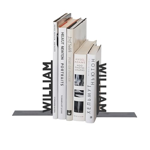 Personalized Name Bookends Decorative 2 Pcs, Metal Book Ends for Shelves, Modern Heavy Duty Bookend Stopper, Custom Last Name Book Shelf Holder for Home Office Study Room, Desk Book Organizer - color: Color10 Monogram