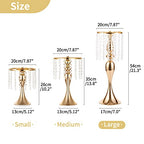 2 Pcs 21.3 inches Tall Crystal Flower Stand Wedding Road Lead Flowers Holders Centerpiece Metal Chandelier for Reception Tables Supplies - color: Gold, size: 2 x L