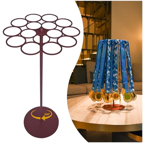 Medal Hanger Display Rotating | Wall-Safe Tabletop Running Medal Stand Holds 45+ Race Medals | Heavy-Duty Metal Base with Quick Assembly Rack | Perfect for Marathon & Sports Awards Display - color: Rose