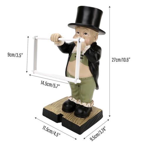 Pottery Toilet Butler Statue – Funny Toilet Paper Holder Stand, Resin Boy Holding Nose Roll Hanger, Gentleman Tissue Paper Towel Dispenser for Shelf, Table, Desk Home Decor, Modern Bathroom Sculptures