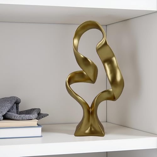 15" Modern Abstract Ribbon Decorative Sculpture, Knot Sculptures,Home Decor,Coffee Table Statues,Dining Living Room Desk Decor,Golden - color: 15" Golden