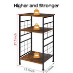 GIOTORENT 3-Tier Tall End Table, Narrow Night Stand with #-Design Sturdy Frame, Small Bed Side Table for Small Space in Living Room,Bedroom,Office,Bathroom(Brown)
