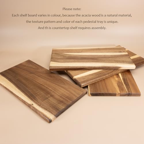 Acacia Wooden Desktop Organizer Shelf Kitchen Cabinet and Counter Riser Display Shelf for Top of Desk Home Office Bathroom Coffee Table Display Stand