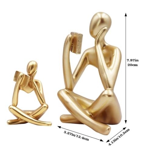 Gold Reading Women Statue, Thinker Sculptures, Abstract Art Ornament, Modern Aesthetic Figurine Decoration, Suitable for Home Living Room Bedroom Office Shelf Table Desk Bookshelf Decor (Gold Right) - color: Gold Right, size: Large