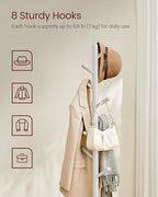 VASAGLE Solid Wood Coat Rack, Free Standing Hall Coat Tree with 8 Hooks, 3 Height Options, for Coats, Hats, Bags, Purses, for Entryway, Hallway, Rubberwood Hooks and Pole, Cappuccino Beige URCR010K01 - color: Cappuccino Beige, style: Square Base + Cylindr