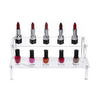 BYCY Acrylic Clear 2-Tier Riser Display Shelf for Figures, Desserts Holder, Collections Organizer and Cosmetic Items Shelf (12" x 6.9" x 4.25") - color: 2tier-clear