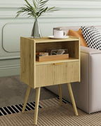 Veegle Nightstand,Modern Bedside Table with Storage Drawer and Open Wood Shelf, Accent Night Stand with Solid Wood Legs for Living Room, Bedroom and Small Spaces,Easy Assembly (Yellow Oak) - color: Yellow Oak