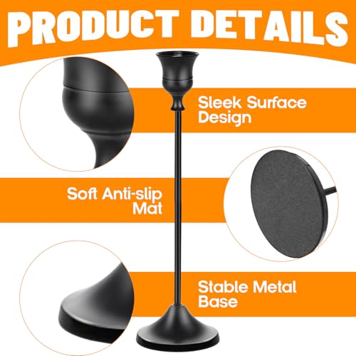 Matte Black Candlestick Holders Metal Taper Candle Holders Modern Candle Stick Holder Set of 3 for Candlesticks, Farmhouse Home Decor, Dinning Table, Fireplace Mantel, Party - color: Black