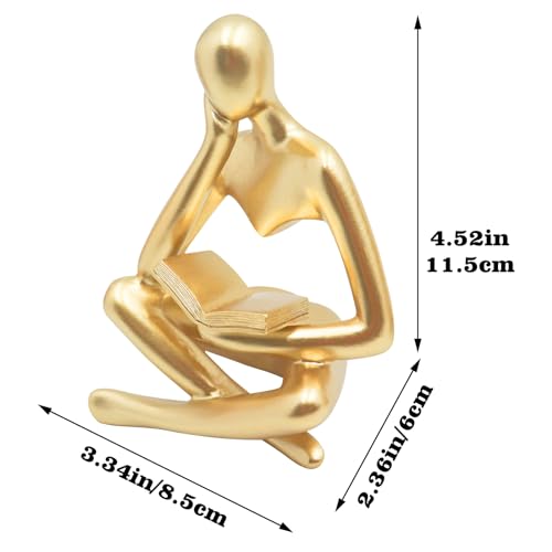 Jinkoozz Gold Reading Women Statue, Thinker Sculptures, Abstract Art Ornament, Modern Aesthetic Figurine Decoration, Suitable for Home Living Room Bedroom Office Shelf Table Desk Bookshelf Decor - color: Gold Left, size: Small