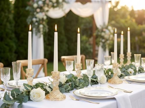 Gold Candle Holder Set of 12, Glass Taper Candle Holders, Gold Candlestick Holders, Candle Stick Holder for Table Centerpieces, Wedding, Christmas & Home Decor - color: Gold
