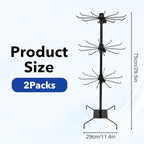 COMNICO 2 Pcs Retail Display Stand, 3-Tier Rotating Rack Black Metal Necklace and Bracelet Organizer Jewelry Stand Heavy Duty Adjustable Countertop Stands for Retail Earring Keychains Jewelry