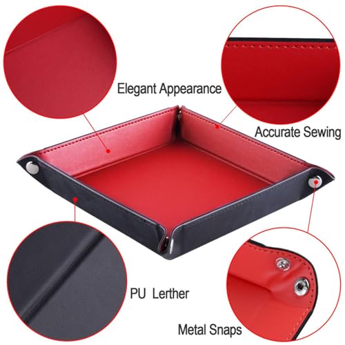 siduater Valet Tray Desktop Storage Organizer – Vegan Leather Catchall Tray Bedside Vanity Tray Nightstand Caddy Holder for Remote Controller, Watch, Keys, Phone, Wallet, Coin, Jewelry, Red - color: Red