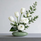 Flower Frog Vase Kit, Ikebana Flower Arrangement Ceramic Water Drop Flower Pot Flower Frog Flower Arrangement Vase Kit (Green Small Size) - color: Green Small Size