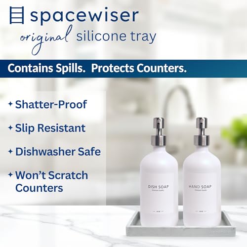 Spacewiser Countertop and Vanity Tray - Small 7.7” Silicone Tray for Soap Dispenser Bottles, Sponge Holder for Kitchen Sink Caddy Organizer, Bathroom Trays, Dish Soap Holder for Kitchen Counter, Keys - color: Marble Design, size: Small 7.7”
