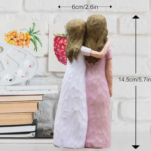 Mother Daughter Gift, Birthday Gifts for Mom from Daughter, Sculpted Hand-Painted Figurine (Pink) - color: Pink