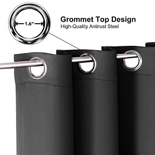 ChrisDowa Small Window Curtains 50 inches Long for Bedroom - Grommet Short Thermal Insulated Room Darkening Curtains for Kitchen (2 Panels, Dark Grey, 29 x 50 Inch) - color: Dark Grey, size: 29"W x 50"L (Pack of 2)