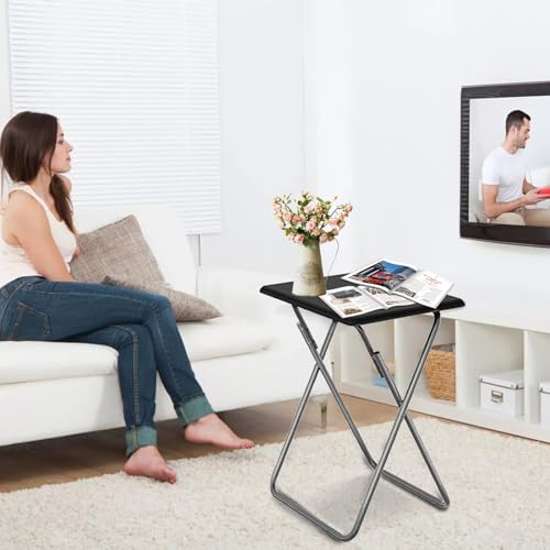 Garden 4 you Folding TV Tray Table,TV Dinner Table with Sturdy MDF Top,Eating Trays for Living Room with No Assembly Required, 2PCS (Black) - color: Black, size: 2pcs