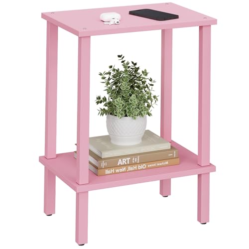 TUTOTAK End Table, Side Table, Nightstand, 2-Tier Storage Shelf, Sofa Side Table for Small Space, Living Room, Bed Room Pink TB01BP034 - color: Pink
