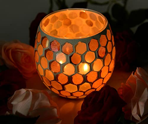Votive Candle Holder Tea Lights - Glass Candle Holders, Mosaic Tealight Candle Holder, Candle Jar Cup for Wedding Centerpiece Party Table Decorations, Valentines Day Decor - color: A - Y - Nordic Hexagons