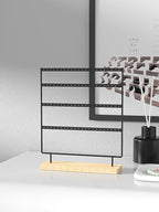 Julysky Earring Holder Organizer, Earring Stand, 4 Layers, Black - color: Black, size: 4 Layers