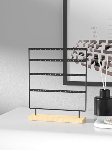 Julysky Earring Holder Organizer, Earring Stand, 4 Layers, Black - color: Black, size: 4 Layers