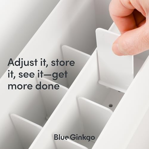 BLUE GINKGO Desk Organizer – Korean-Made Office Storage for Pens, Notes, Mail, and Supplies (White) - color: WHITE, size: ORGANIZER