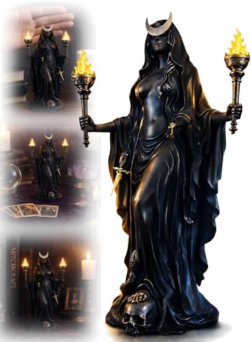 Hecate Statue,Underworld Hekate,The Witch of The Night,Hecate Greek Goddess with Her Hounds of Magic Resin Sculpture (B) - color: B