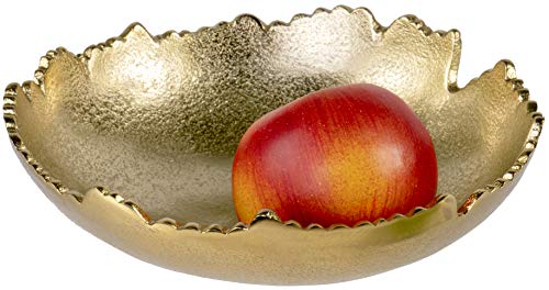 Red Co. 8.75” Gold Moon Decorative, Asymmetrical Torn, Hammered Metal Centerpiece Bowl with Sculpted Edges - color: Gold