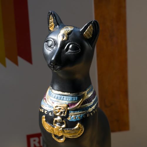 Book Ends Retro Cat Decorative Bookends, Vintage Antique Heavy Duty Egyptian Cat Hold Books Collectors, Black Decor for Office/Shelves/Living Room Father (Black) - color: Black