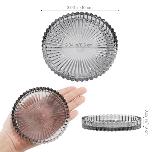 Glass Pillar Candle Holder, 4" Gray Candle Plates Set of 3, Glass Candle Holders for Wedding, Party, Holiday, Home Decor, Table Centerpiece - color: Gray, size: 3 pcs