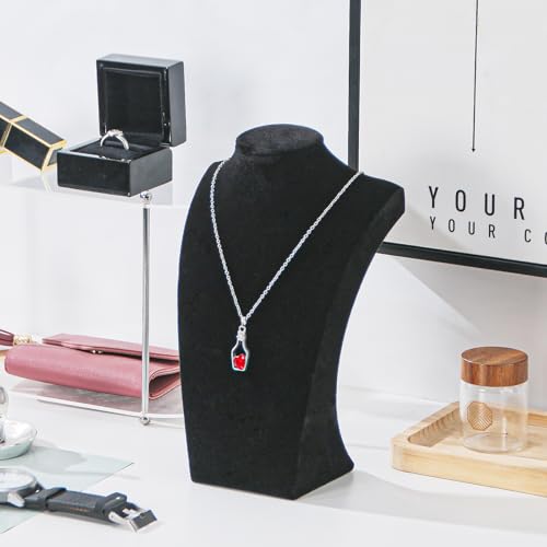 3Pcs Necklace Bust Stand for Selling, Black Velvet Necklace Display Holder, Jewelry Necklace Organizer Rack for Shop Store Exhibition Show (9" Height) - color: Black Velvet, size: 9" Height (3pc)