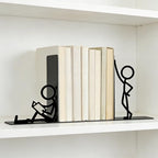Metal Decorative Bookends, Cute People Design for Bookshelf Decor, Book Ends for Shelves, Ideal Gift for Book Lovers