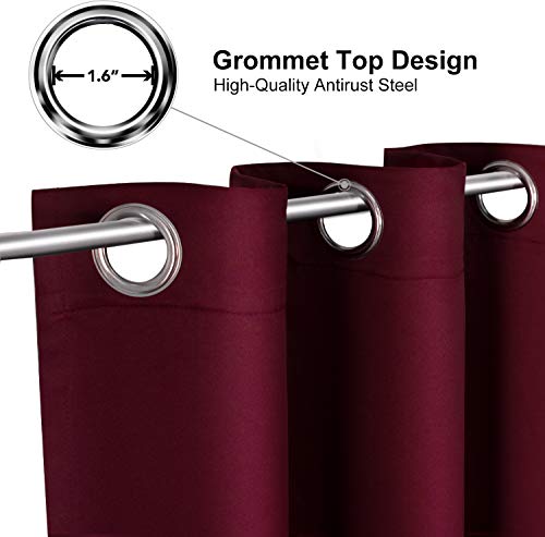 ChrisDowa Small Window Curtains 40 inches Long for Bedroom - Grommet Short Thermal Insulated Room Darkening Curtains for Kitchen (2 Panels, Burgundy, 29 x 40 Inch) - color: Burgundy Red, size: 29"W x 40"L (Pack of 2)