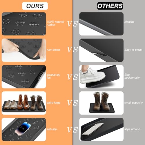 Azadx Heavy Duty Boot Trays Natural Rubber Shoe Mat Tray for Entryway Large Boot mat Tray Multi-Purpose for Outdoor Door Mats 16x42 Inch - size: 16" x 42"