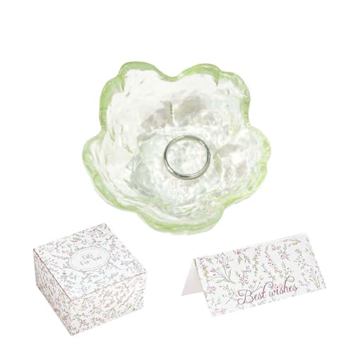 Light Green Flower Jewelry Ring Dish Tray,Decorative Glass Trinket Dish,Room Decor Aesthetic, Modern Accent Tray for Vanity (Light Green) - color: Light Green