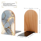 Gold Cracked Marble Texture Wooden Bookends Shelves 2 PCS Minimalism Sturdy Book Holders Desktop Organizer for Home Office Libraries - color: Color