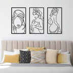 CHENGU 3 Pieces Metal Minimalist Abstract Woman Wall Art Line Drawing Wall Art Decor Single Line Female Home Hanging for Kitchen Bathroom Living Room - style: Pretty Style