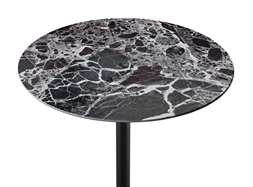 Small Drink Table,Height Adjustable Pedestal Table, Martini Tables, Side End Tables with Round Marble Top,Increase Size and Weighted Base for Small Spaces Living Room,Bedroom - Black - color: Marble-adjustable 2#