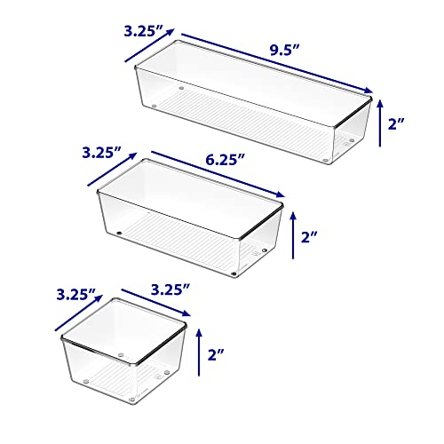 Simple Houseware Clear Drawer Organizer for Office Bin Desk Storage, Assorted Size, 6 Packs - size: Assorted Sizes