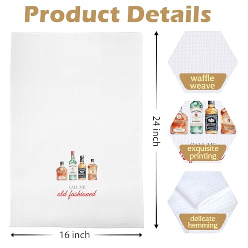 Whiskey Cocktail Kitchen Towels, Funny Cocktail Whiskey Lover Gifts Decorative Waffle Dish Towels, Call Me Old Fashioned Hand Towels, 16x24 Inches - color: Martini