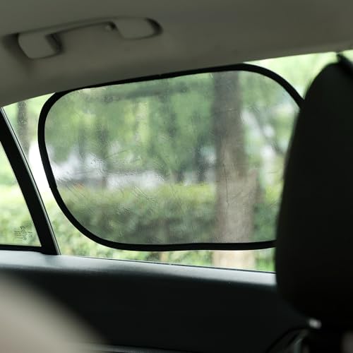 Funbliss Bar Mirror for Baby + 2 Pack Car Window Shades Bundle (19″ × 12″), UPF 50+ Window Shade for Baby in Car, 360° Rotation Fully-Adjustable Straps - color: Mirror + sunshade