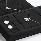 Oirlv Premium Black Microfiber Jewelry Tray Showcase Jewelry Display Stand for Selling Ring Necklace Display Tray(TT07002) - size: Ring+necklace+ring tray