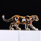 16" L Acrylic Cheetah Statue, Crystal Glass Finish Leopard Figurine, Gold Clear Jaguar Sculpture for Home Or Office Cool Decor, Large Luxury Panther Desk Animal Art African Statues